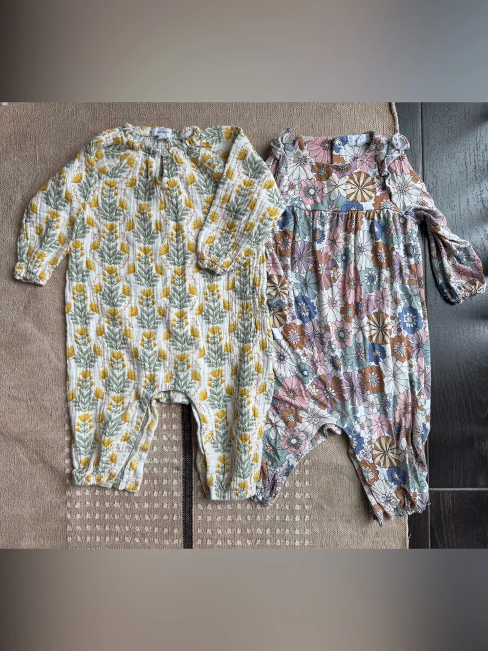 Bundle of 2 Angel Dear Floral Rompers Jumpsuits